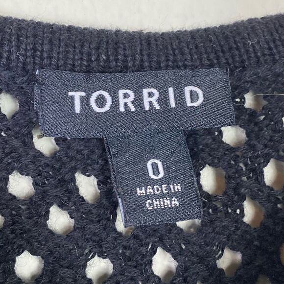 Torrid Black Open Knit Scoop Neck Short Sleeve Sweater Top Size 0X - Picture 4 of 5